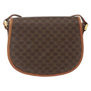 CELINE Macadam Canvas Shoulder Bag PVC Leather Brown Gold Auth 174453-3