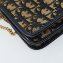 Christian Dior Trotter Canvas Chain Shoulder Bag Navy Gold Auth 174454A-13