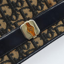 Christian Dior Trotter Canvas Chain Shoulder Bag Navy Gold Auth 174454A-15