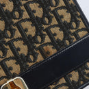Christian Dior Trotter Canvas Chain Shoulder Bag Navy Gold Auth 174454A-16
