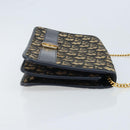Christian Dior Trotter Canvas Chain Shoulder Bag Navy Gold Auth 174454A-4