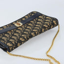 Christian Dior Trotter Canvas Chain Shoulder Bag Navy Gold Auth 174454A-6