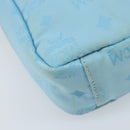 MCM Vicetos Logogram Shoulder Bag Nylon Light Blue Silver Auth 174459-15