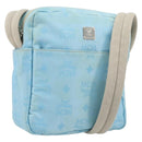 MCM Vicetos Logogram Shoulder Bag Nylon Light Blue Silver Auth 174459-1