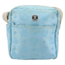 MCM Vicetos Logogram Shoulder Bag Nylon Light Blue Silver Auth 174459-13