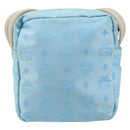 MCM Vicetos Logogram Shoulder Bag Nylon Light Blue Silver Auth 174459-2