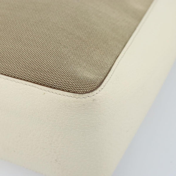 GUCCI Schoudertas Canvas Leer Beige Wit Zilver 001 3766 Auth 174462