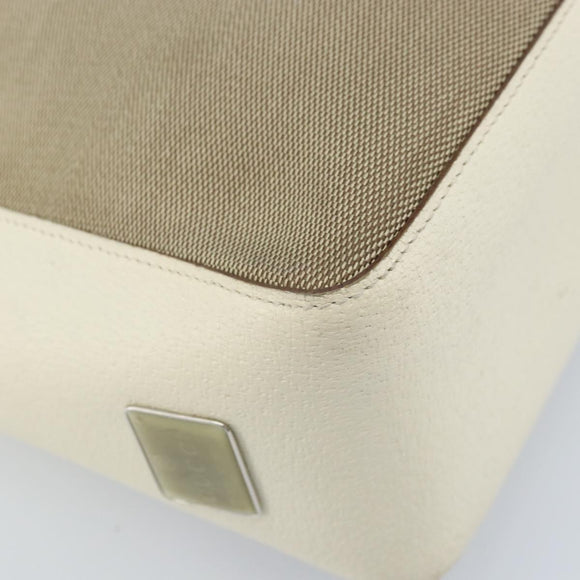 GUCCI Schoudertas Canvas Leer Beige Wit Zilver 001 3766 Auth 174462