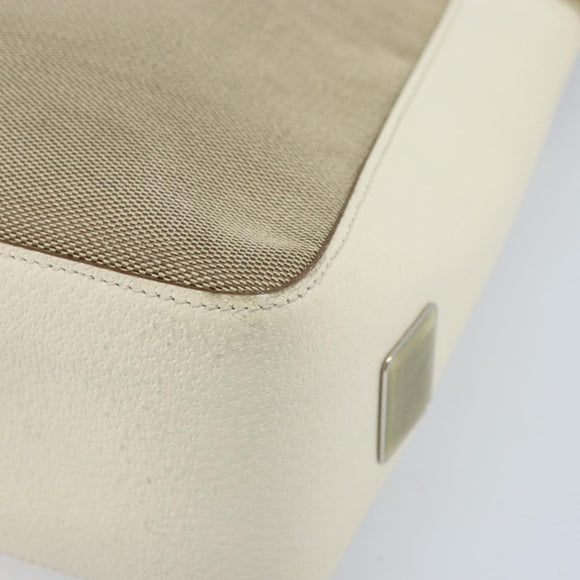 GUCCI Schoudertas Canvas Leer Beige Wit Zilver 001 3766 Auth 174462