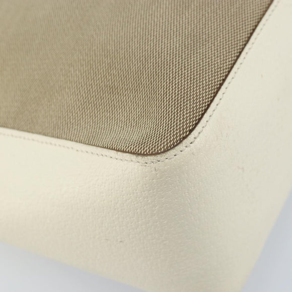 GUCCI Schoudertas Canvas Leer Beige Wit Zilver 001 3766 Auth 174462
