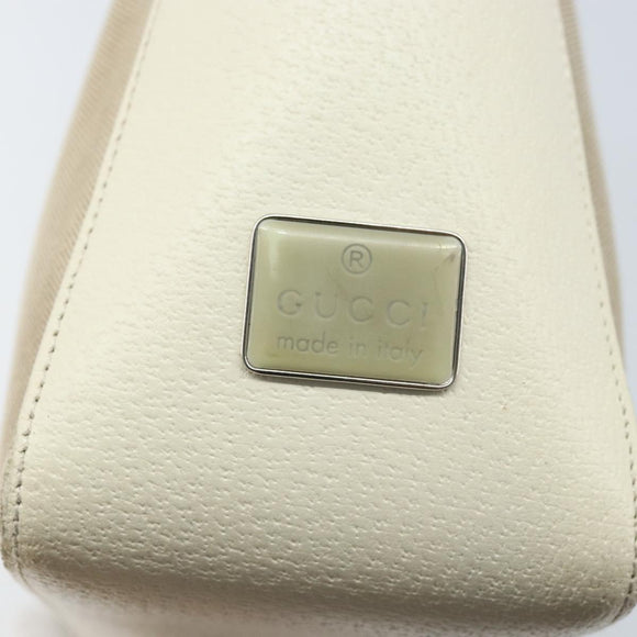 GUCCI Schoudertas Canvas Leer Beige Wit Zilver 001 3766 Auth 174462