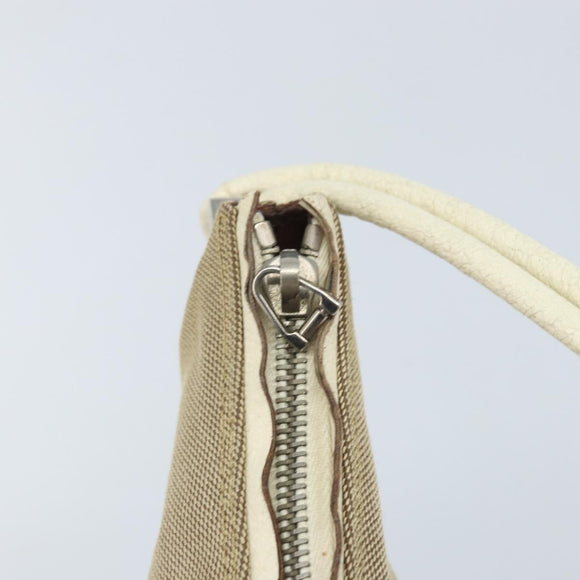 GUCCI Schoudertas Canvas Leer Beige Wit Zilver 001 3766 Auth 174462