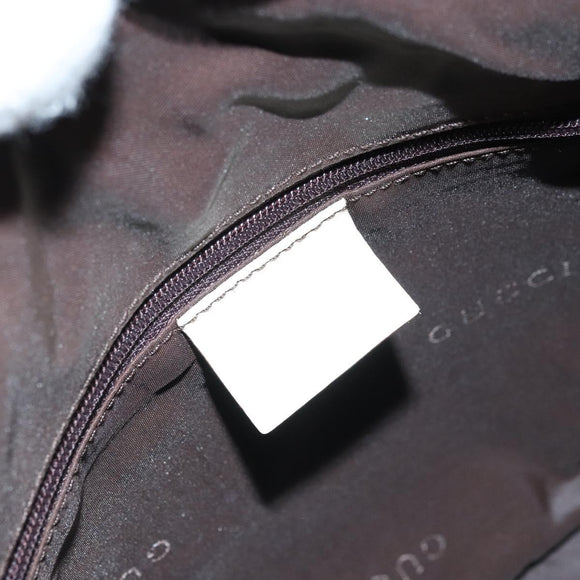 GUCCI Schoudertas Canvas Leer Beige Wit Zilver 001 3766 Auth 174462