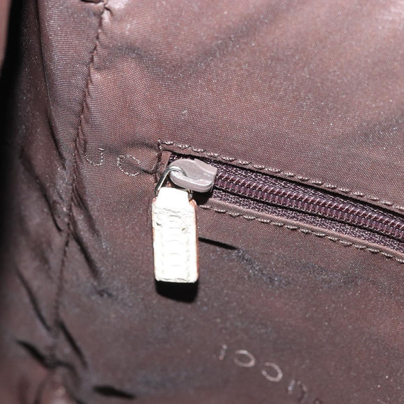 GUCCI Schoudertas Canvas Leer Beige Wit Zilver 001 3766 Auth 174462