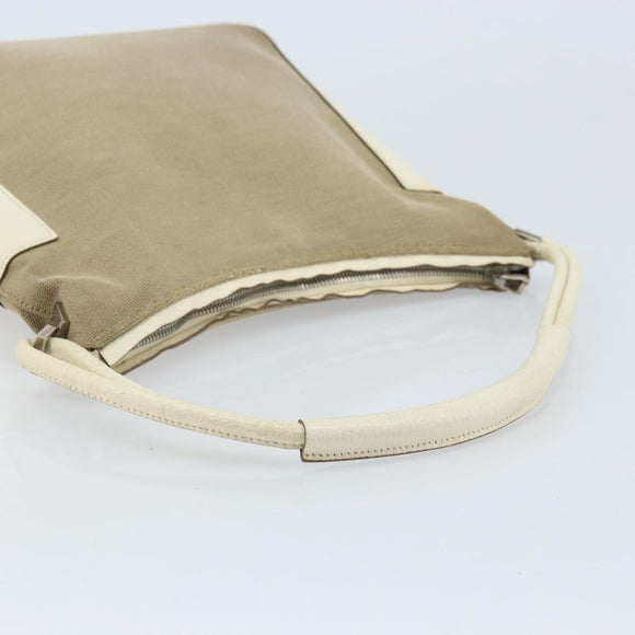GUCCI Schoudertas Canvas Leer Beige Wit Zilver 001 3766 Auth 174462