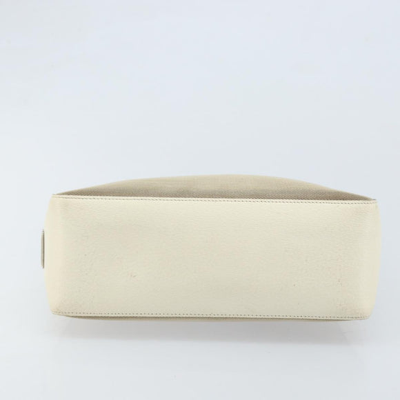 GUCCI Schoudertas Canvas Leer Beige Wit Zilver 001 3766 Auth 174462