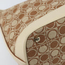 Salvatore Ferragamo Gancini Shoulder Bag Canvas Leather Brown Gold Auth 174463-15