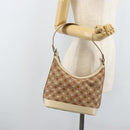 Salvatore Ferragamo Gancini Shoulder Bag Canvas Leather Brown Gold Auth 174463-22