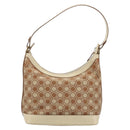 Salvatore Ferragamo Gancini Shoulder Bag Canvas Leather Brown Gold Auth 174463-2