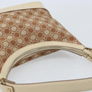 Salvatore Ferragamo Gancini Shoulder Bag Canvas Leather Brown Gold Auth 174463-6
