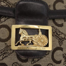 CELINE C Sulky Shoulder Bag Canvas Beige Gold Auth 174468-15