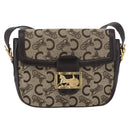 CELINE C Sulky Shoulder Bag Canvas Beige Gold Auth 174468-2