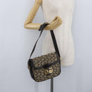 CELINE C Sulky Shoulder Bag Canvas Beige Gold Auth 174468-23