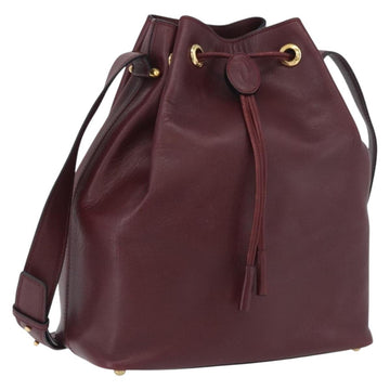 CARTIER Must Line Purse Shoulder Bag Leather Bordeaux Gold Auth 174474