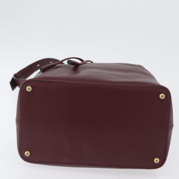 CARTIER Must Line Purse Shoulder Bag Leather Bordeaux Gold Auth 174474