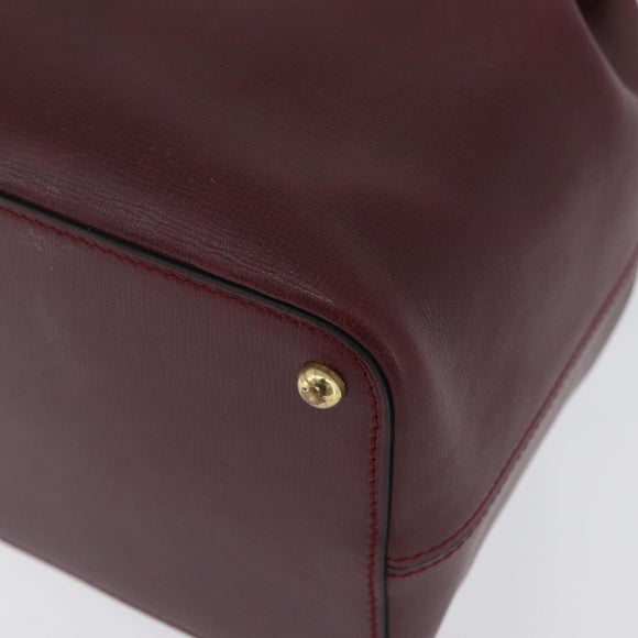 CARTIER Must Line Purse Shoulder Bag Leather Bordeaux Gold Auth 174474