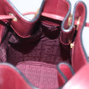 CARTIER Must Line Purse Shoulder Bag Leather Bordeaux Gold Auth 174474-19