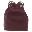 CARTIER Must Line Purse Shoulder Bag Leather Bordeaux Gold Auth 174474-3