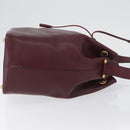 CARTIER Must Line Purse Shoulder Bag Leather Bordeaux Gold Auth 174474-4