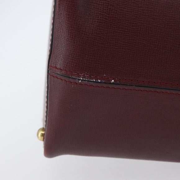 CARTIER Must Line Purse Shoulder Bag Leather Bordeaux Gold Auth 174474