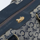 CELINE C Sulky Hand Bag Canvas Navy Gold Auth 174475-14
