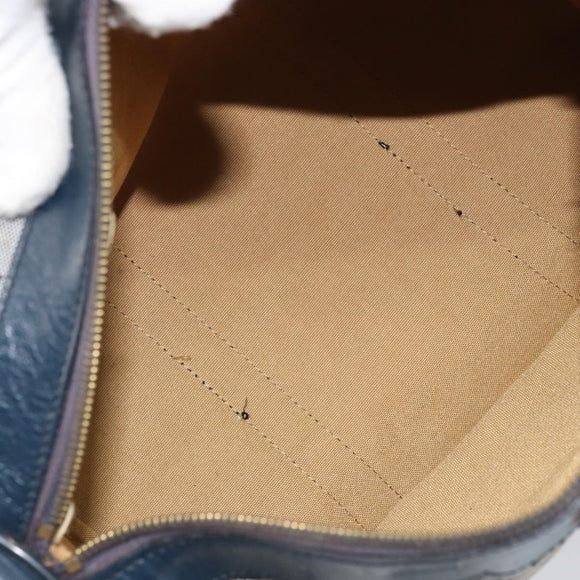 CELINE C Sulky Hand Bag Canvas Navy Gold Auth 174475