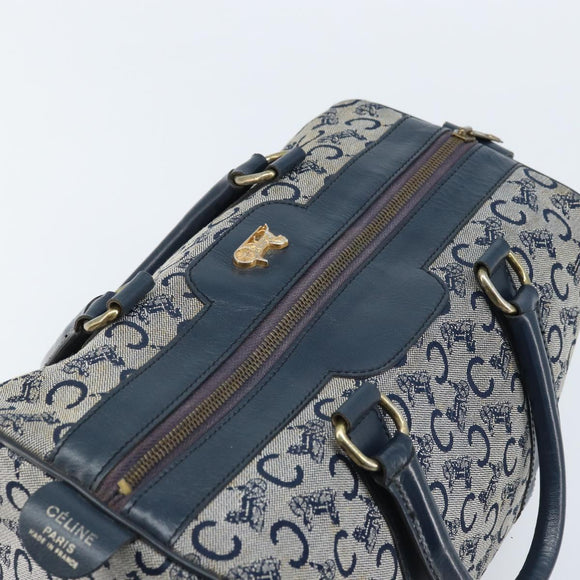 CELINE C Sulky Hand Bag Canvas Navy Gold Auth 174475