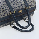 CELINE C Sulky Hand Bag Canvas Navy Gold Auth 174475-7