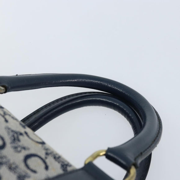 CELINE C Sulky Hand Bag Canvas Navy Gold Auth 174475