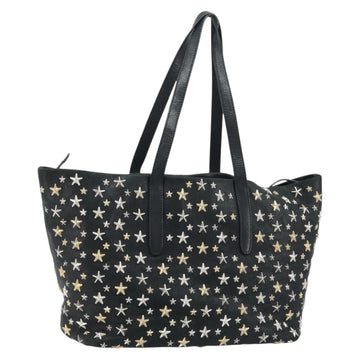 Jimmy Choo Tote Bag Leather Black Gold Auth 174476