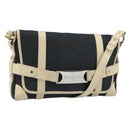 BVLGARI Shoulder Bag Canvas Leather Black Ivory Silver Auth 174478-1