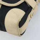 BVLGARI Shoulder Bag Canvas Leather Black Ivory Silver Auth 174478-8