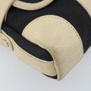 BVLGARI Shoulder Bag Canvas Leather Black Ivory Silver Auth 174478-15