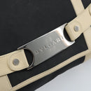 BVLGARI Shoulder Bag Canvas Leather Black Ivory Silver Auth 174478-18