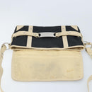 BVLGARI Shoulder Bag Canvas Leather Black Ivory Silver Auth 174478-10