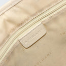 BVLGARI Shoulder Bag Canvas Leather Black Ivory Silver Auth 174478-19