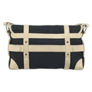 BVLGARI Shoulder Bag Canvas Leather Black Ivory Silver Auth 174478-2