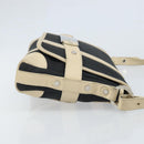 BVLGARI Shoulder Bag Canvas Leather Black Ivory Silver Auth 174478-3