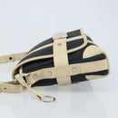 BVLGARI Shoulder Bag Canvas Leather Black Ivory Silver Auth 174478-4