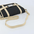 BVLGARI Shoulder Bag Canvas Leather Black Ivory Silver Auth 174478-7